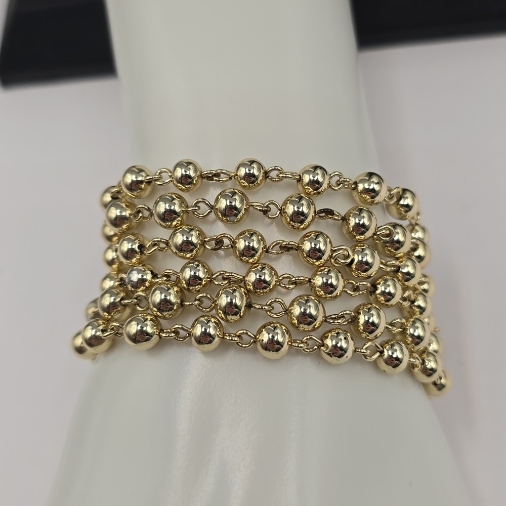 Lisner 6 Strand Gold Tone Metal Vintage Bracelet